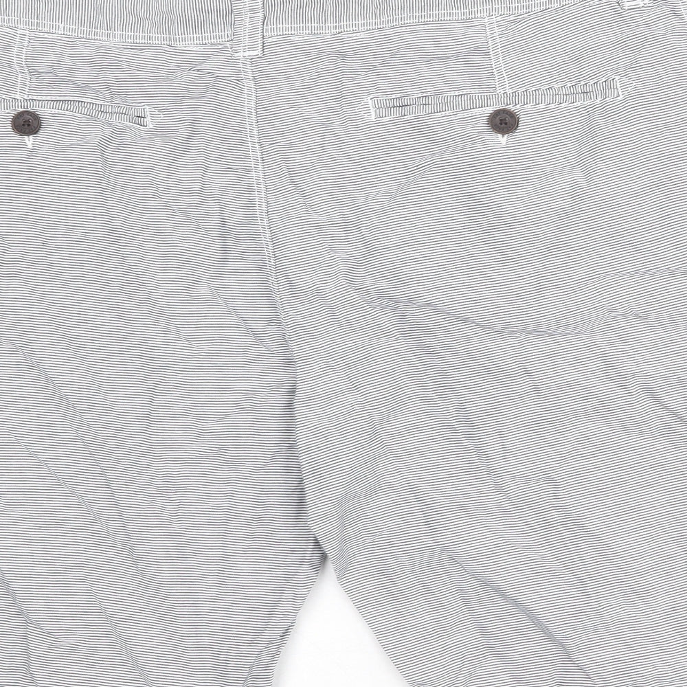 Fat Face Mens Grey Striped Cotton Chino Shorts Size 38 in L10 in Regular Zip