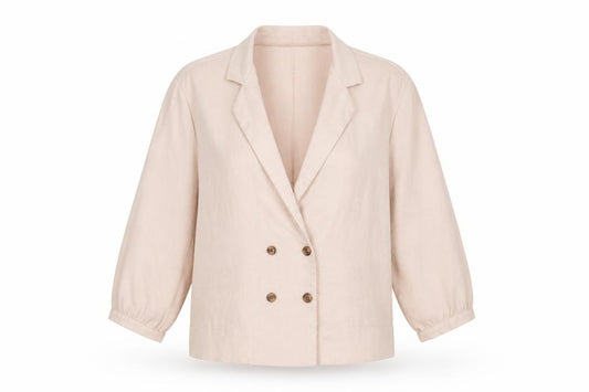 Front view of Topshop women’s pink polyester basic blouse, size UK 8, collared
