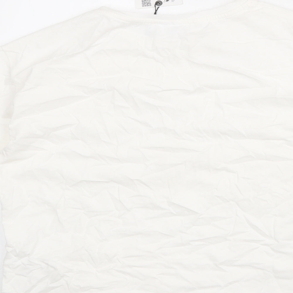Zara Girls White Polyester Basic T-Shirt Size 11-12 Years Round Neck Pullover
