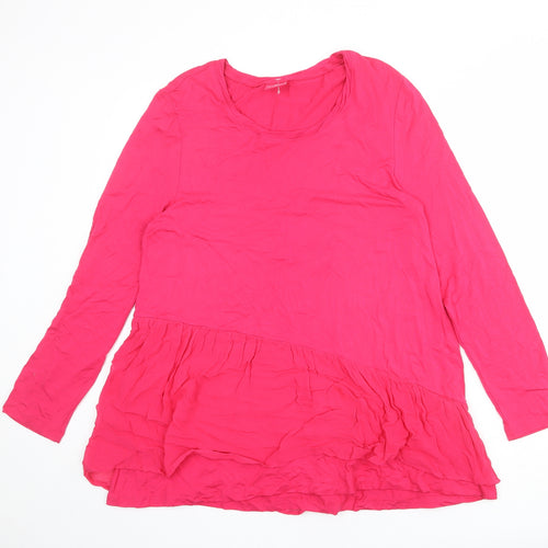 Together Womens Pink Viscose Tunic Blouse Size 12 Round Neck - Frill