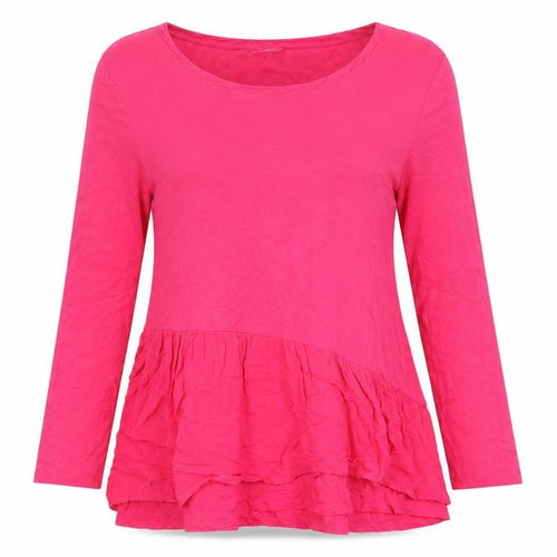Together Womens Pink Viscose Tunic Blouse Size 12 Round Neck - Frill