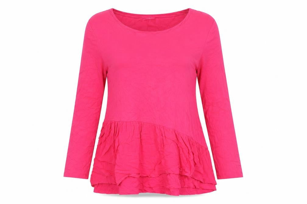 Together Womens Pink Viscose Tunic Blouse Size 12 Round Neck - Frill