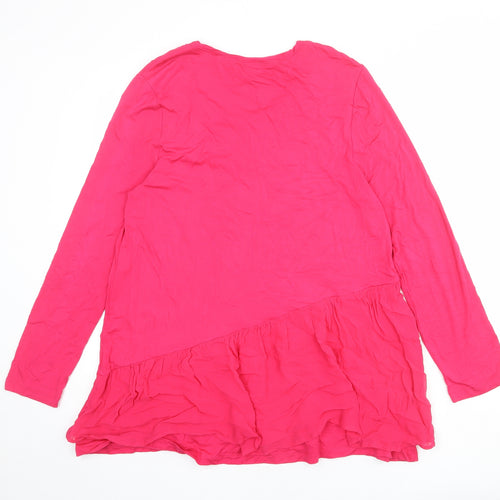 Together Womens Pink Viscose Tunic Blouse Size 12 Round Neck - Frill