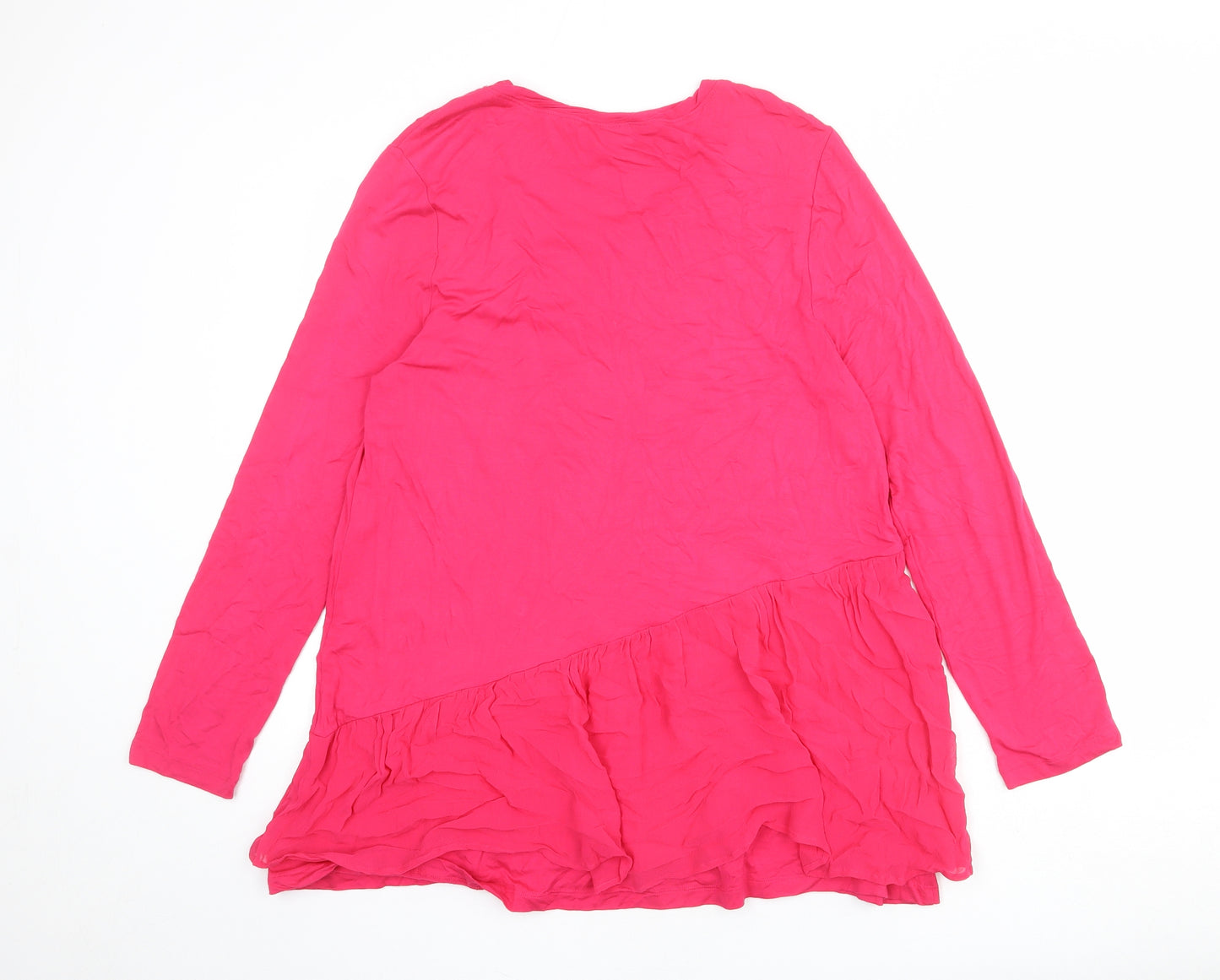 Together Womens Pink Viscose Tunic Blouse Size 12 Round Neck - Frill