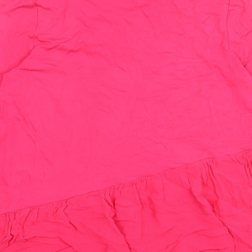 Together Womens Pink Viscose Tunic Blouse Size 12 Round Neck - Frill