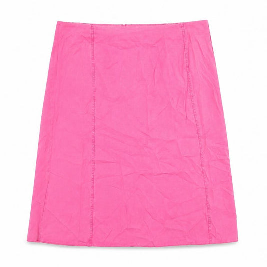Front view of Ann Harvey women’s pink polyester a-line skirt, size UK 22, zip