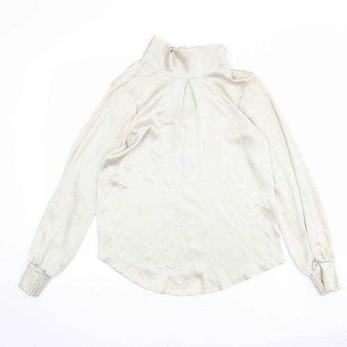Dorothy Perkins Womens Beige Polyester Basic Blouse Size 6 High Neck - Bow