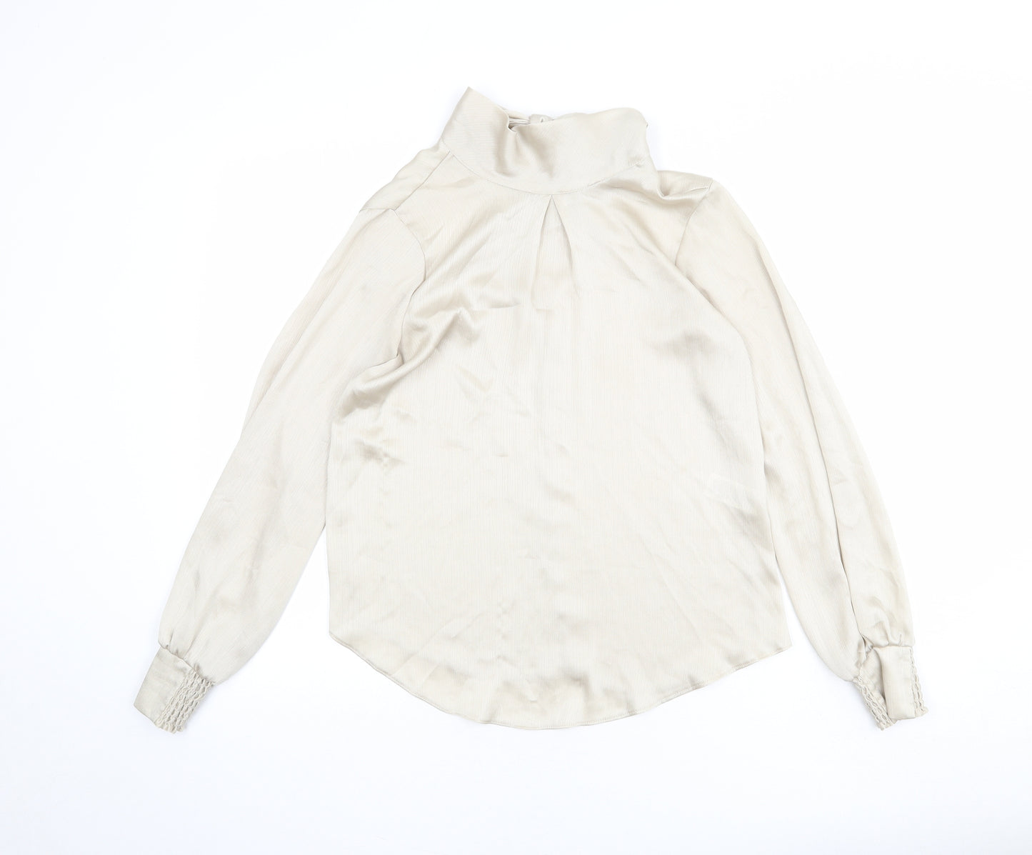 Dorothy Perkins Womens Beige Polyester Basic Blouse Size 6 High Neck - Bow