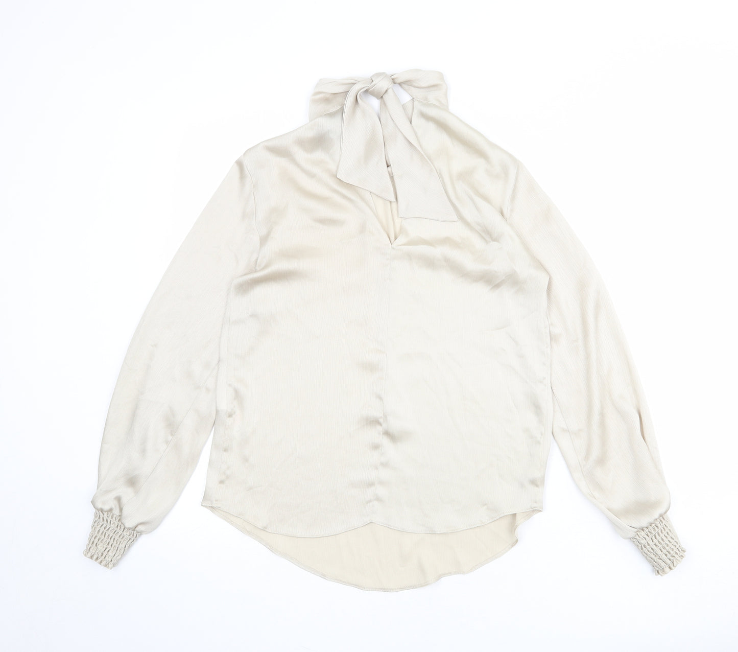 Dorothy Perkins Womens Beige Polyester Basic Blouse Size 6 High Neck - Bow