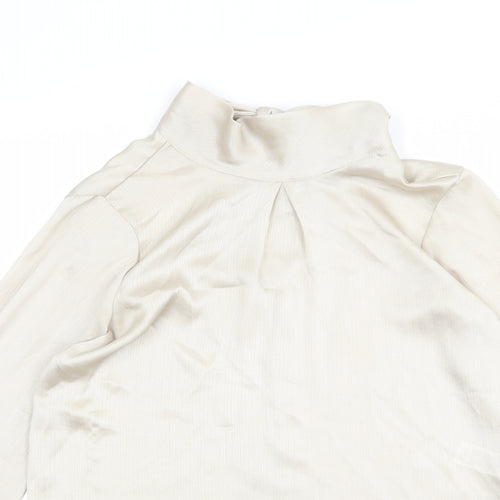 Dorothy Perkins Womens Beige Polyester Basic Blouse Size 6 High Neck - Bow