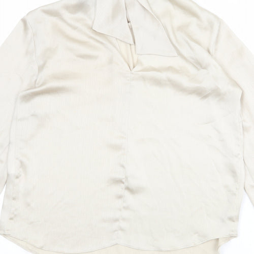 Dorothy Perkins Womens Beige Polyester Basic Blouse Size 6 High Neck - Bow