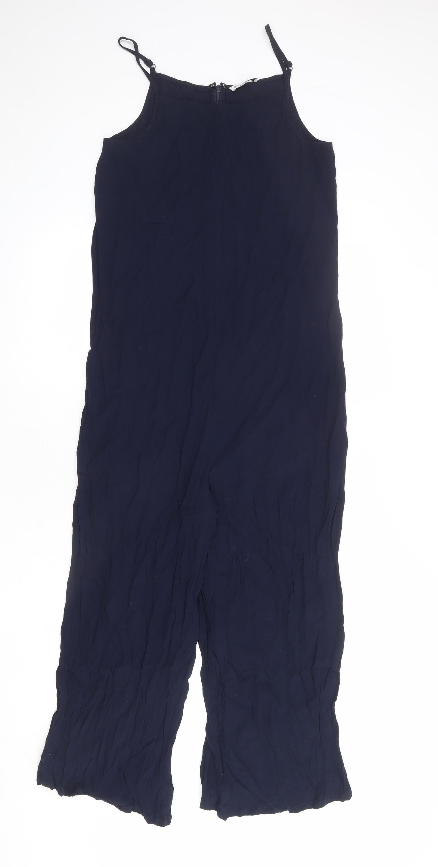 Warehouse Womens Blue Viscose Jumpsuit One-Piece Size 12 L20 in Zip