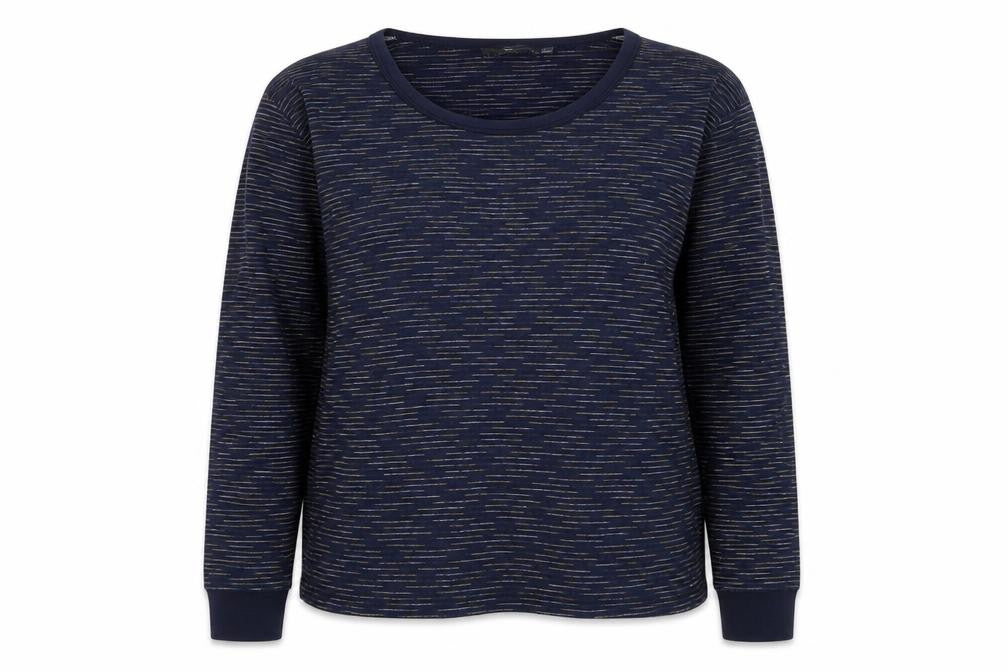 Front view of Septwolves women’s blue polyester pullover sweatshirt, size 2XL, pullover