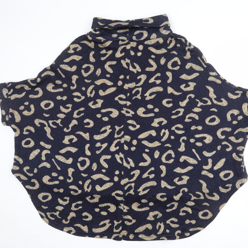 Stella Morgan Womens Black Roll Neck Animal Print Polyester Pullover Jumper Size 8