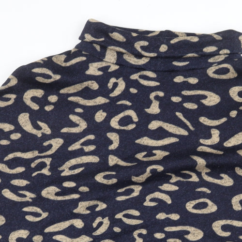 Stella Morgan Womens Black Roll Neck Animal Print Polyester Pullover Jumper Size 8