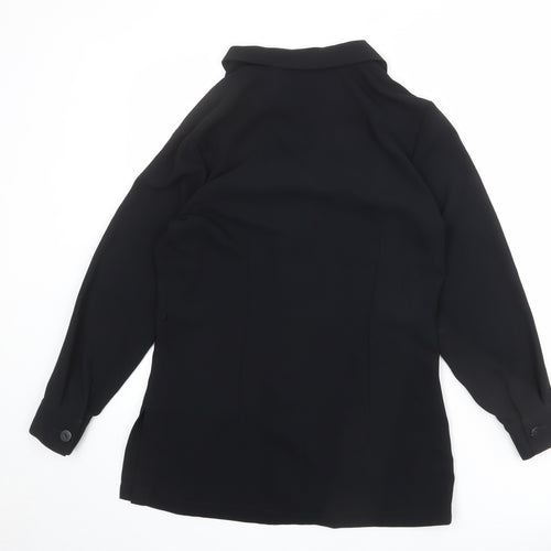 NEXT Womens Black Polyester Basic Blouse Size 10 Collared