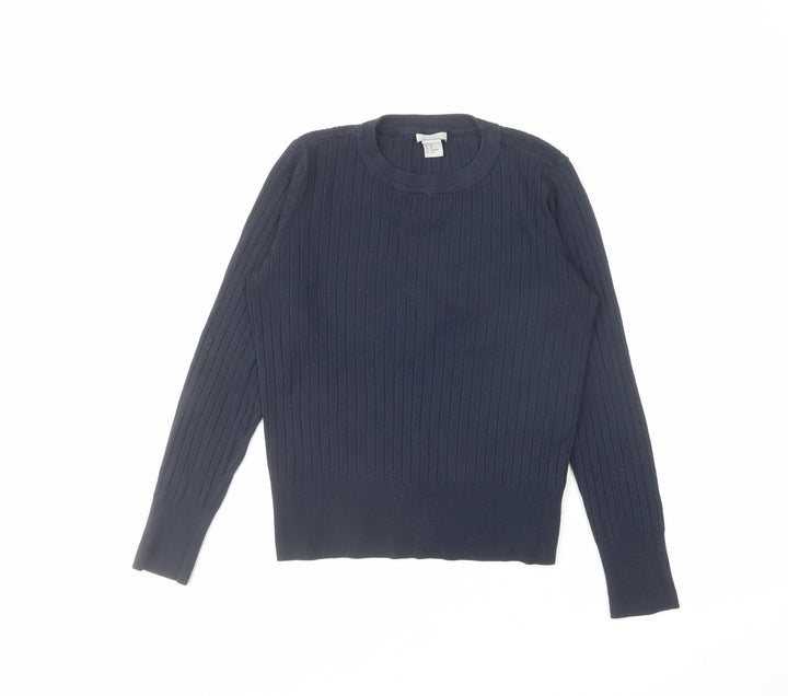 H&M Womens Blue Crew Neck Viscose Pullover Jumper Size XS