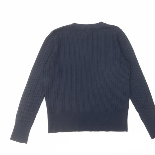 H&M Womens Blue Crew Neck Viscose Pullover Jumper Size XS