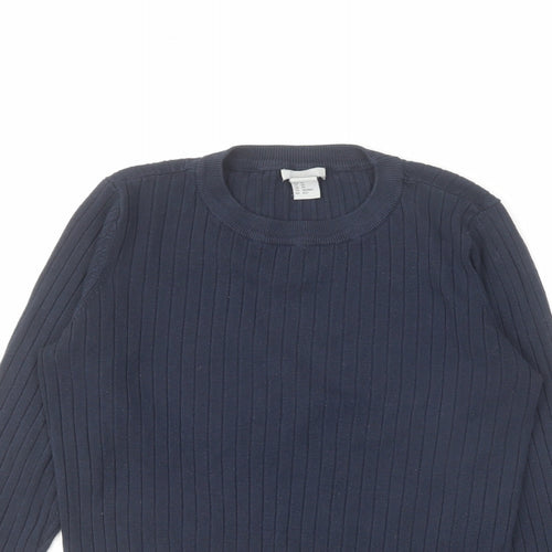 H&M Womens Blue Crew Neck Viscose Pullover Jumper Size XS
