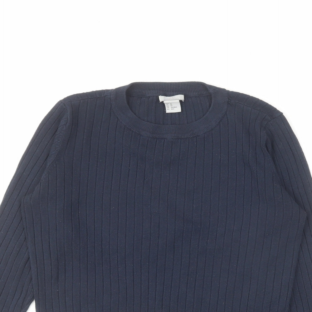 H&M Womens Blue Crew Neck Viscose Pullover Jumper Size XS