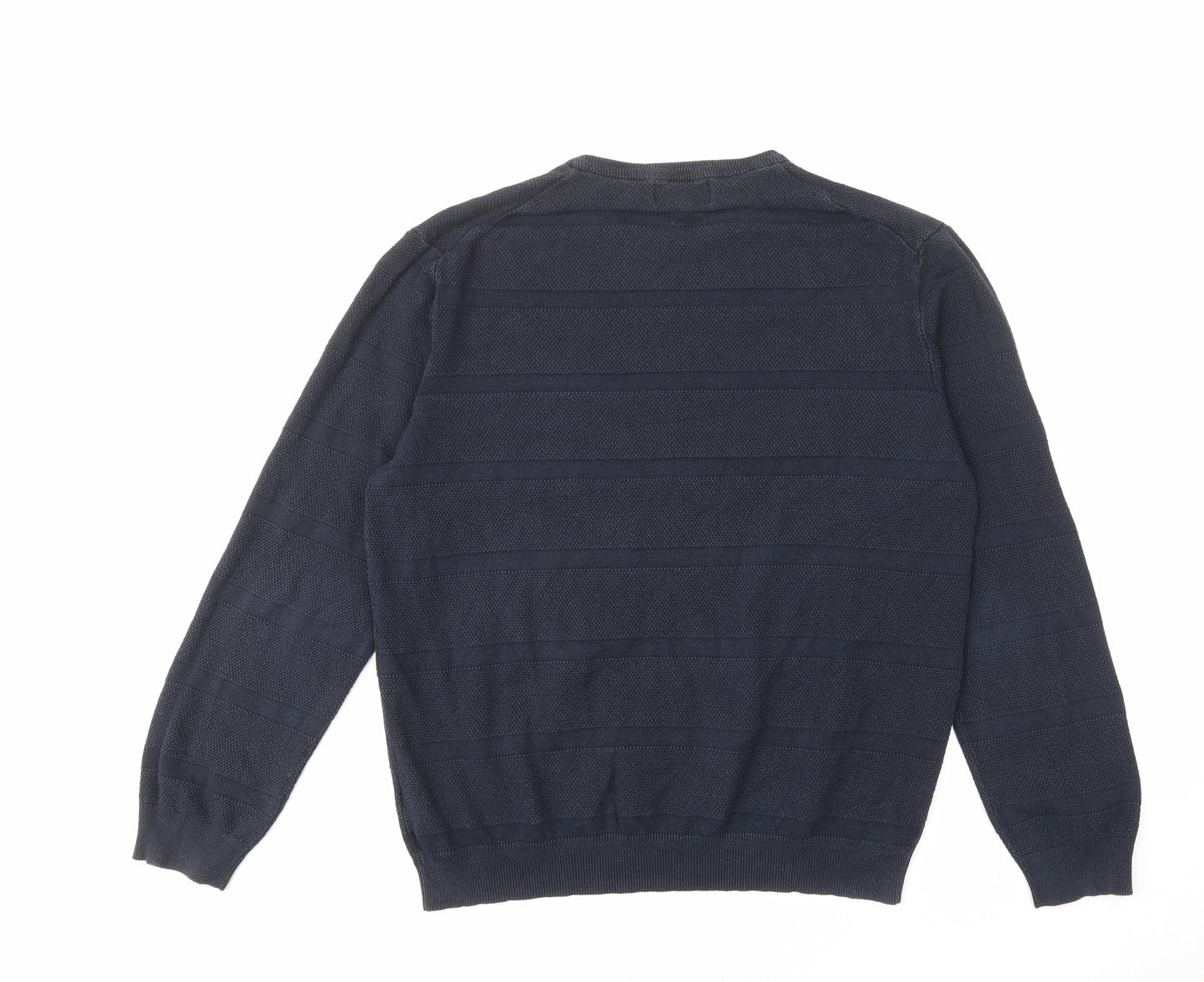Blue Harbour Mens Blue Crew Neck Cotton Pullover Jumper Size XL Long Sleeve