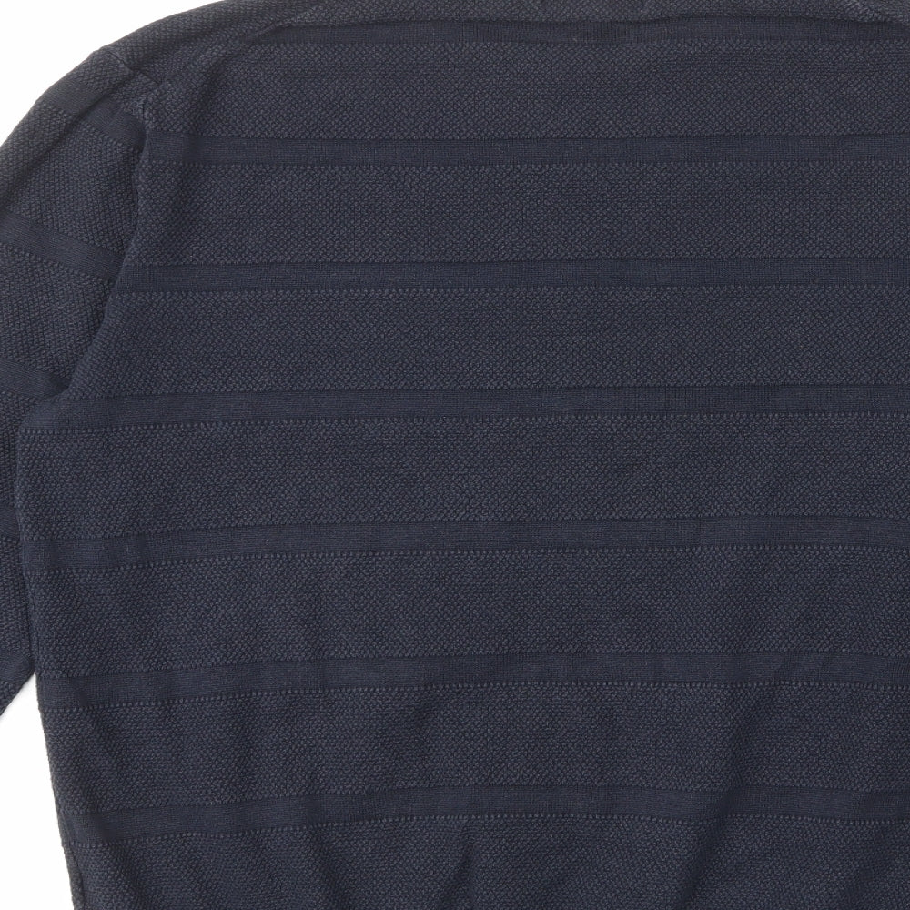Blue Harbour Mens Blue Crew Neck Cotton Pullover Jumper Size XL Long Sleeve