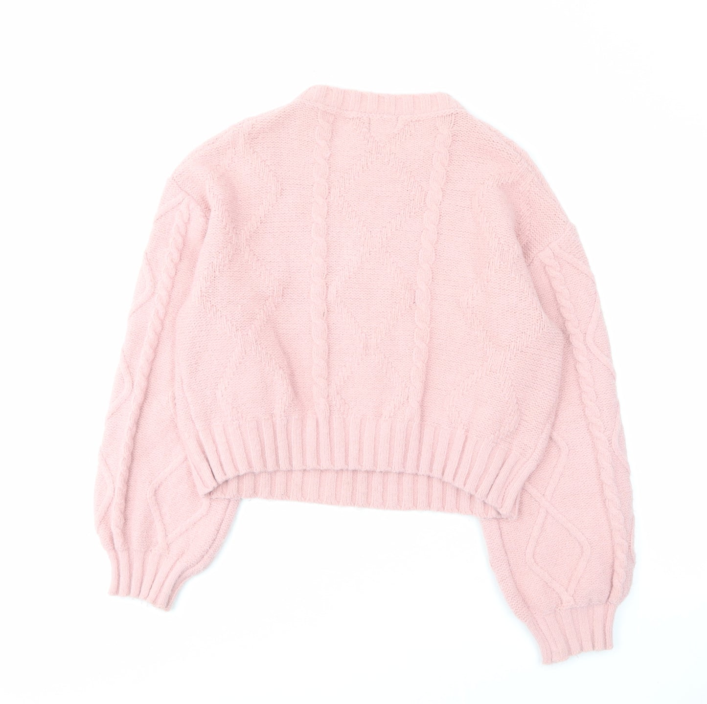 PRETTYLITTLETHING Womens Pink Crew Neck Acrylic Pullover Jumper Size S