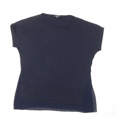 Warehouse Womens Blue Round Neck Polyester Pullover Jumper Size 8