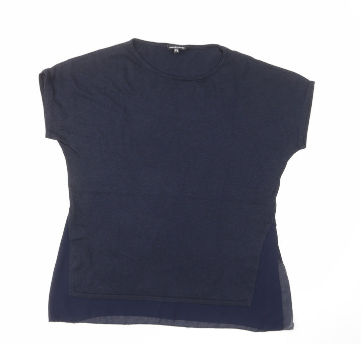 Warehouse Womens Blue Round Neck Polyester Pullover Jumper Size 8