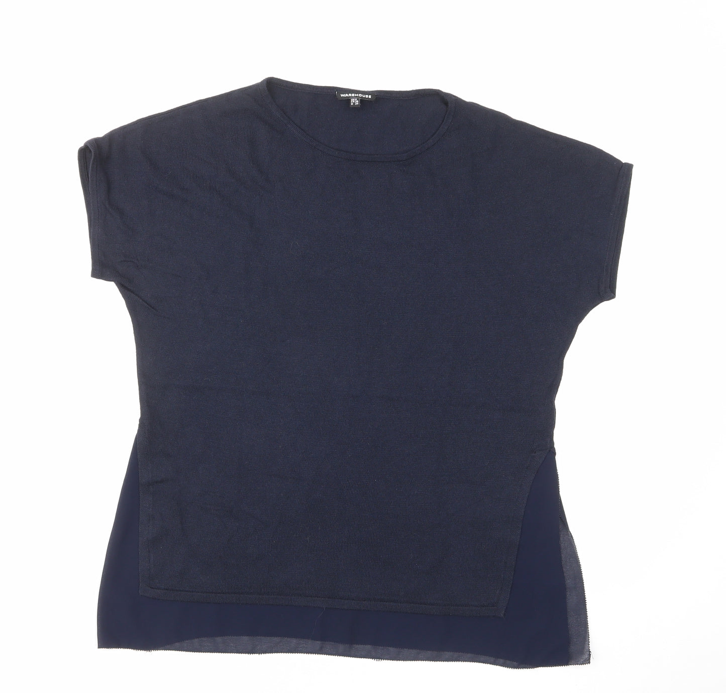 Warehouse Womens Blue Round Neck Polyester Pullover Jumper Size 8