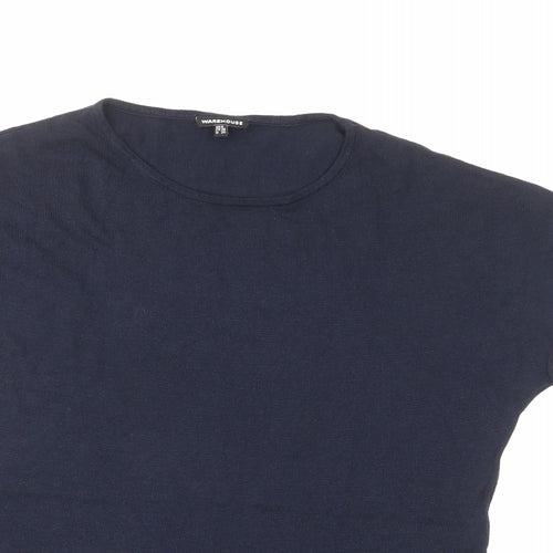 Warehouse Womens Blue Round Neck Polyester Pullover Jumper Size 8