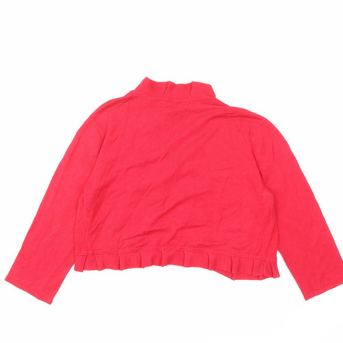 Nina Leonard Womens Red V-Neck Viscose Cardigan Jumper Size M - Ruffle