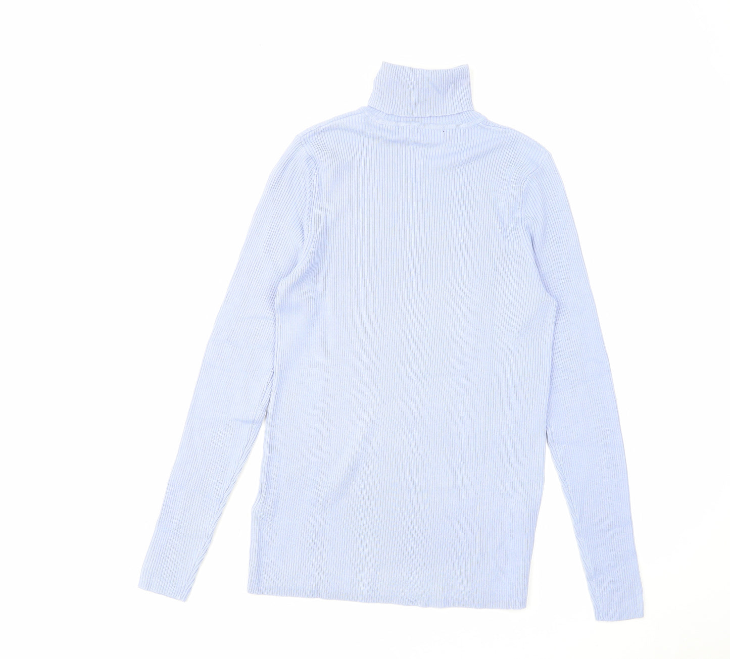 Marks and Spencer Womens Blue Roll Neck Viscose Pullover Jumper Size 14