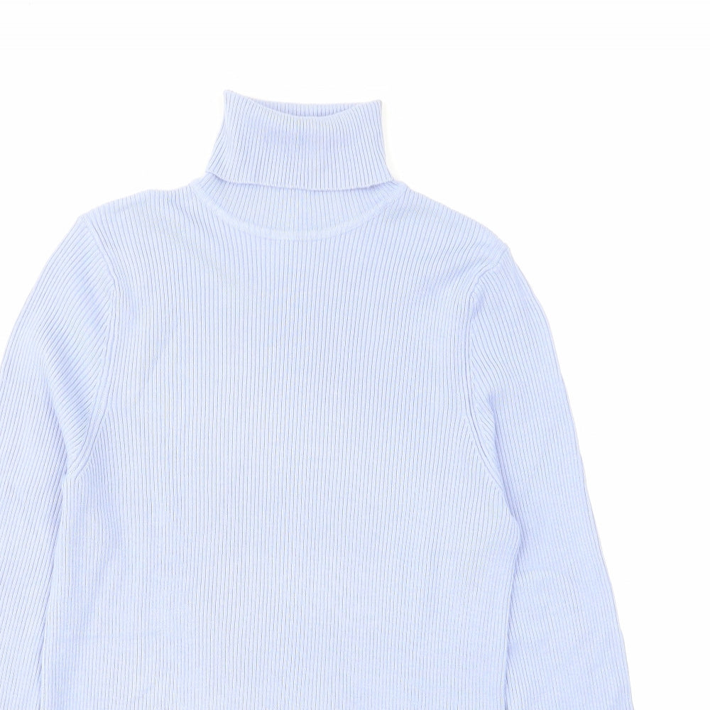Marks and Spencer Womens Blue Roll Neck Viscose Pullover Jumper Size 14