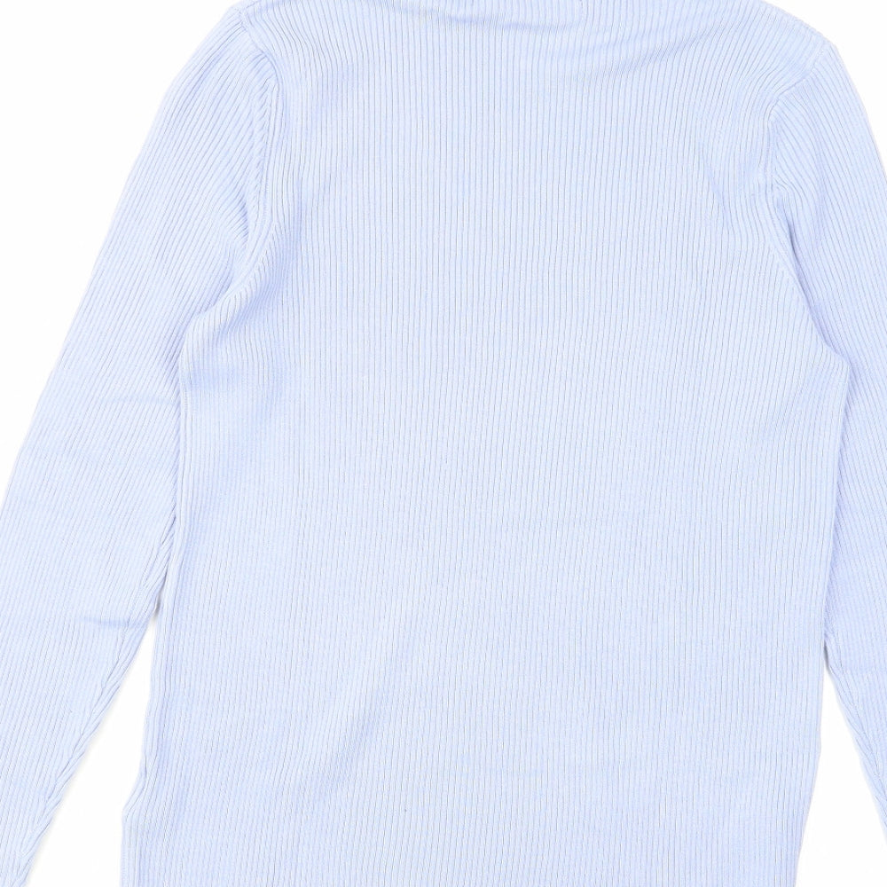 Marks and Spencer Womens Blue Roll Neck Viscose Pullover Jumper Size 14