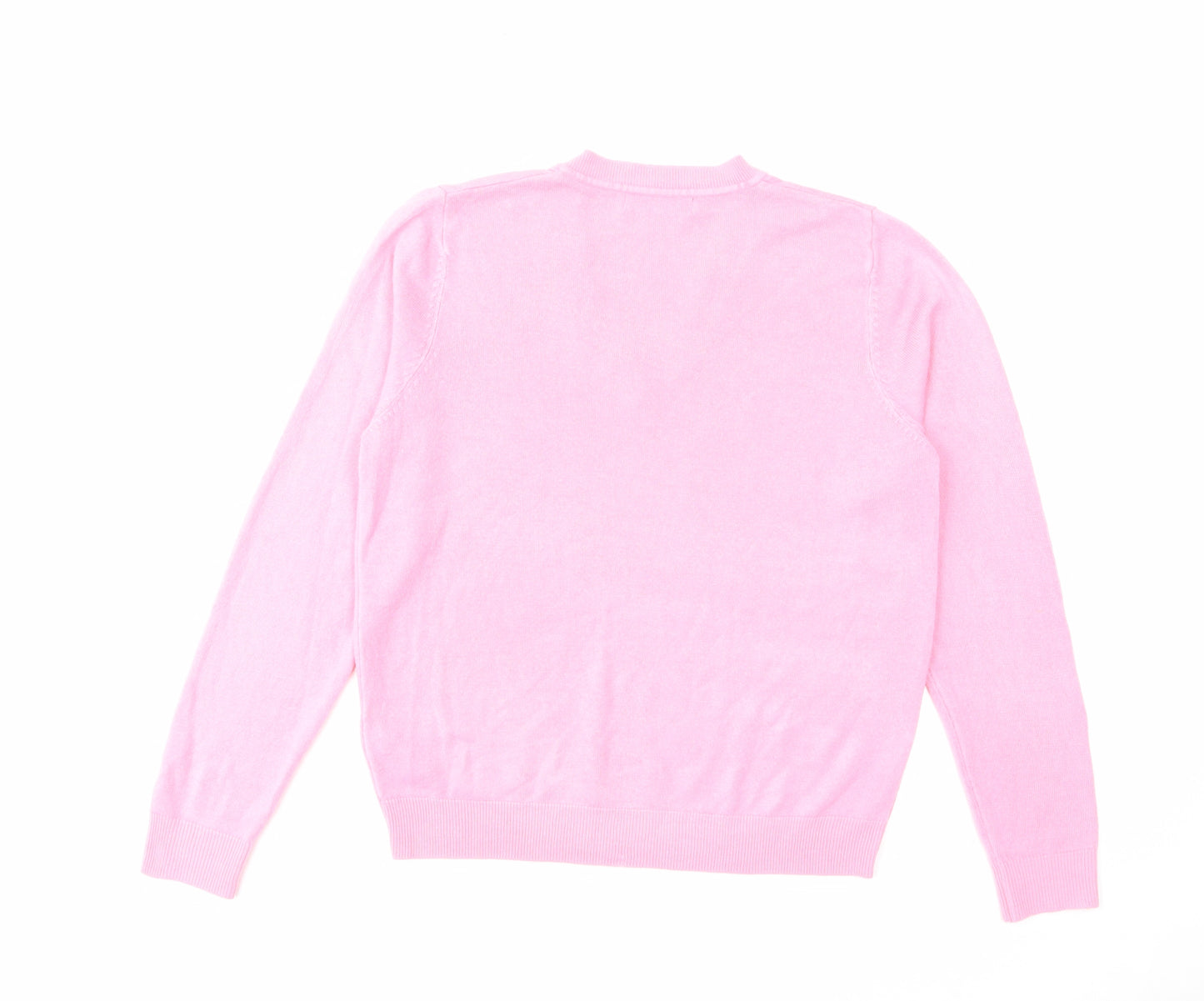 Marks and Spencer Womens Pink V-Neck Acrylic Pullover Jumper Size M