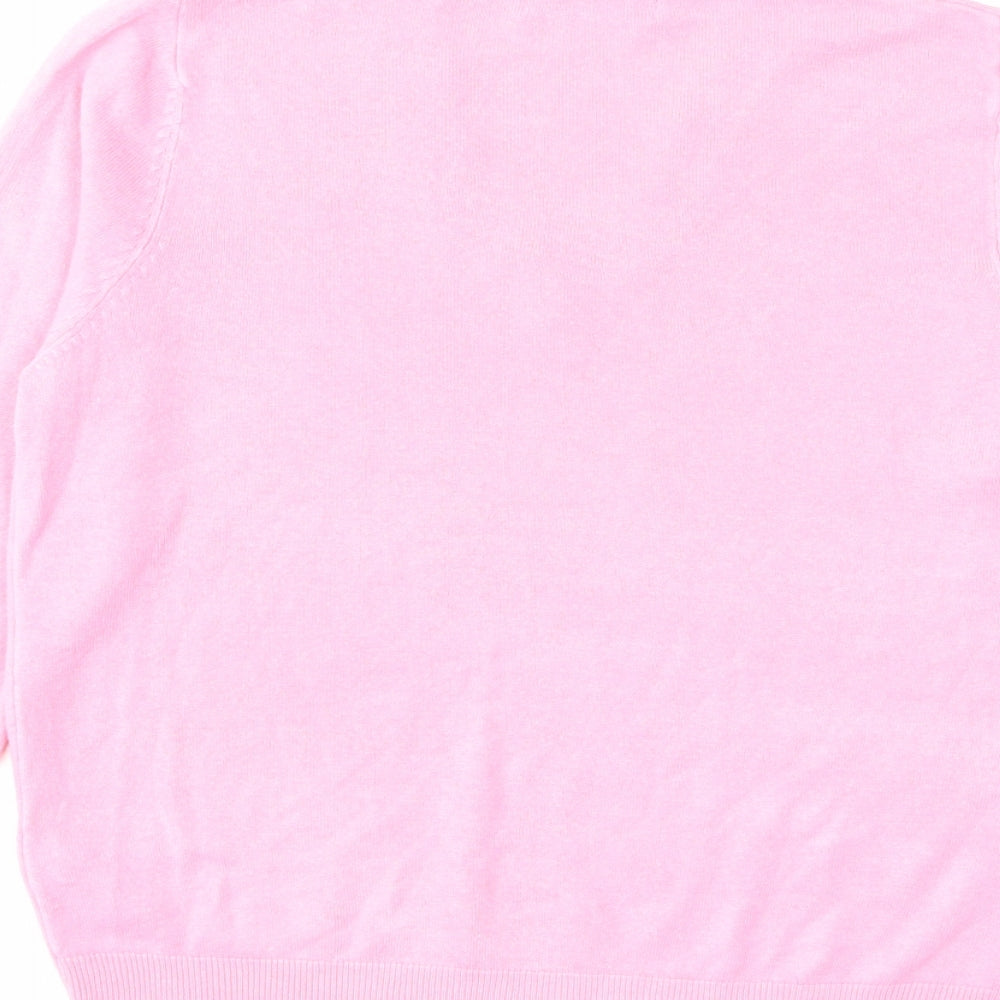 Marks and Spencer Womens Pink V-Neck Acrylic Pullover Jumper Size M