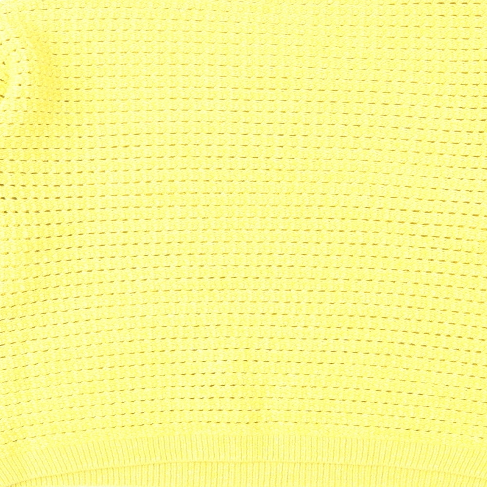 Marks and Spencer Womens Yellow Crew Neck Cotton Pullover Jumper Size M