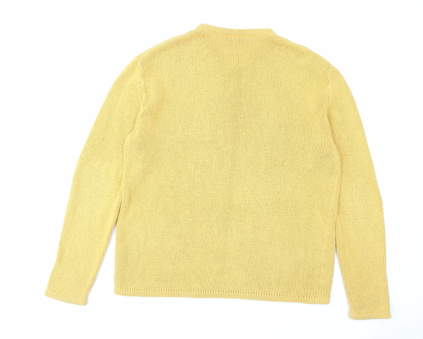 Adolfo Dominguez Mens Yellow V-Neck Acrylic Pullover Jumper Size XL Long Sleeve