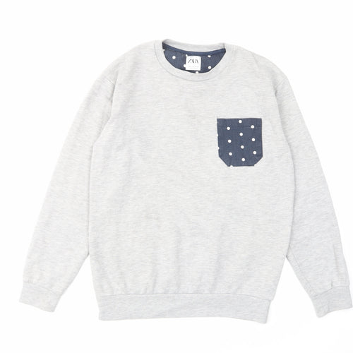 Zara Womens Grey Cotton Pullover Sweatshirt Size S Pullover
