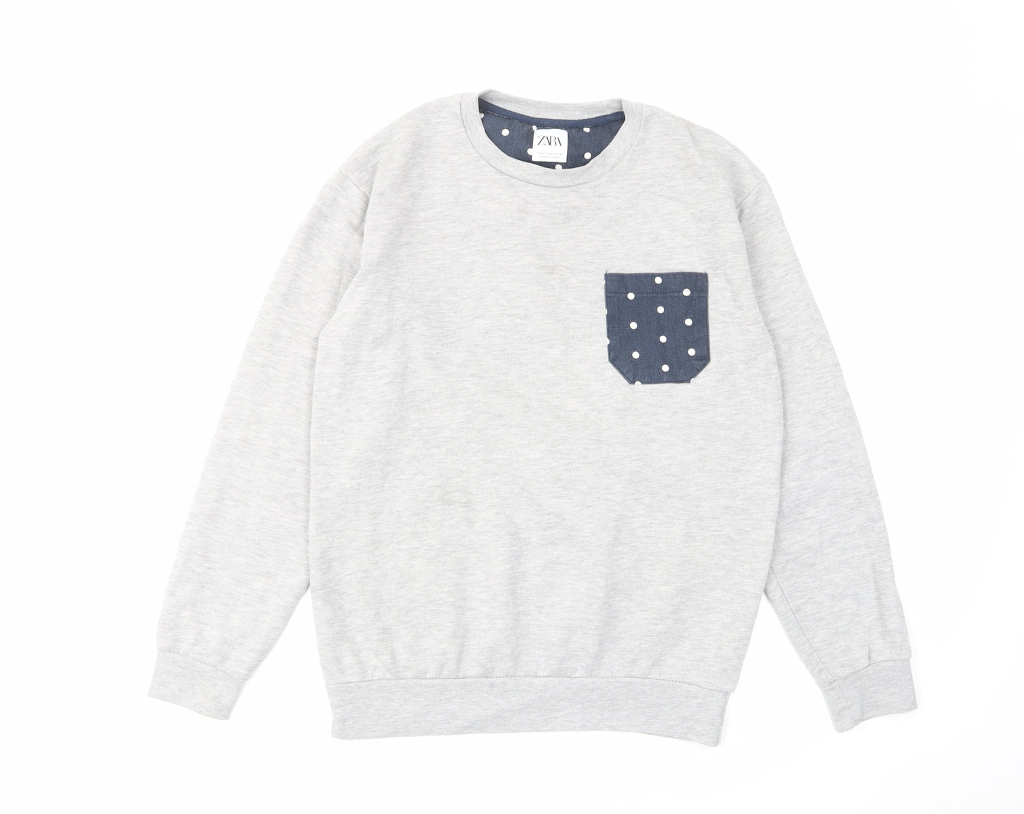 Zara Womens Grey Cotton Pullover Sweatshirt Size S Pullover