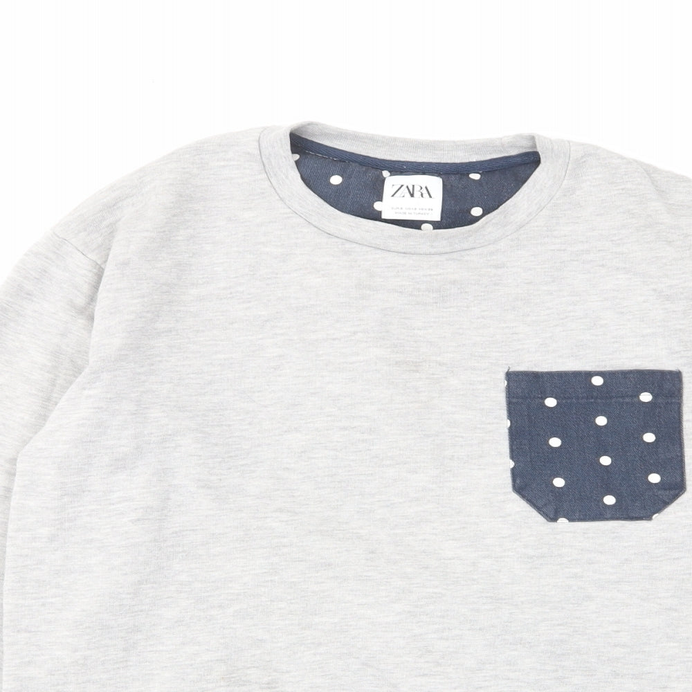 Zara Womens Grey Cotton Pullover Sweatshirt Size S Pullover