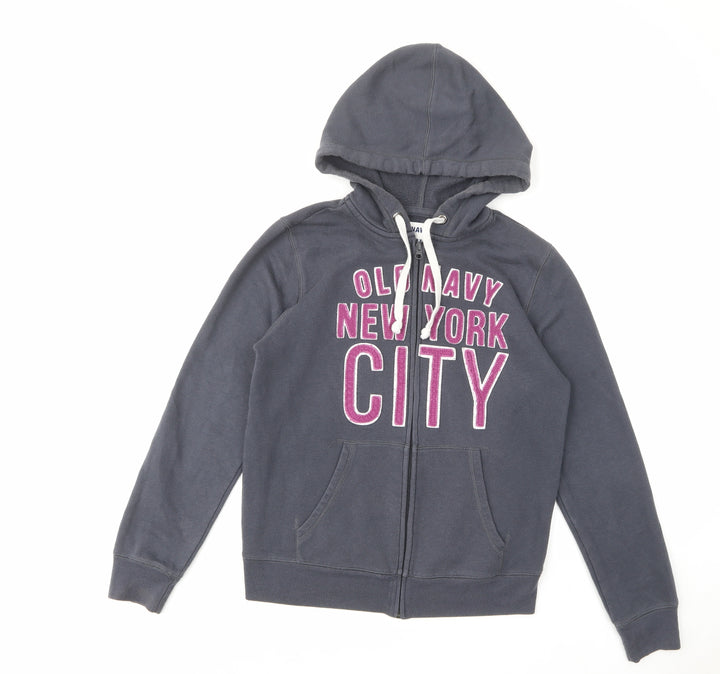 Old Navy Womens Blue Cotton Full Zip Hoodie Size M Zip