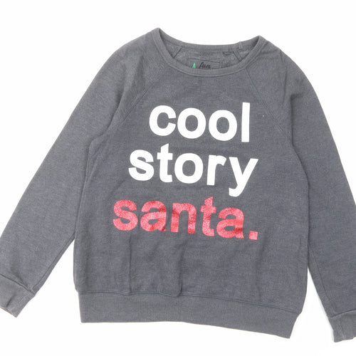 NEXT Boys Grey Cotton Pullover Sweatshirt Size 12 Years Pullover - Cool Story Santa