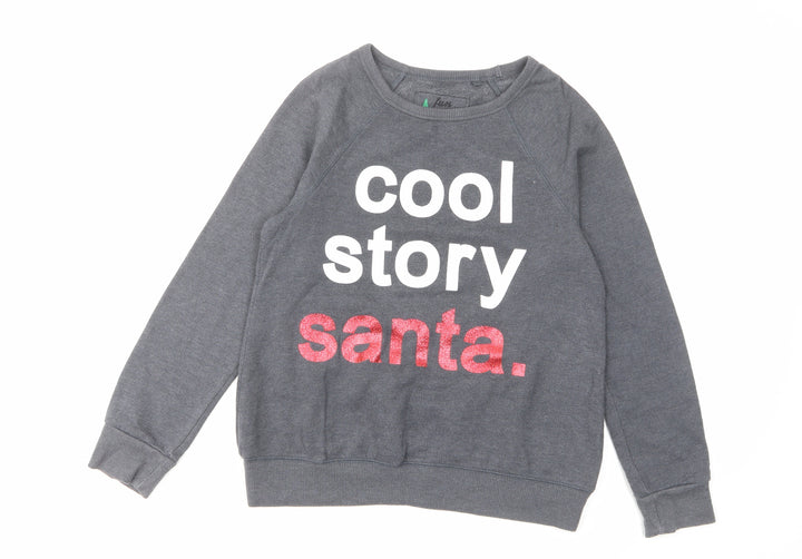 NEXT Boys Grey Cotton Pullover Sweatshirt Size 12 Years Pullover - Cool Story Santa