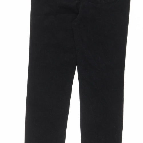Marks and Spencer Womens Black Cotton Trousers Size 16 L32 in Regular Zip
