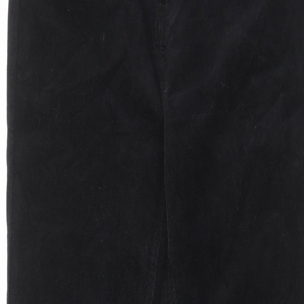 Marks and Spencer Womens Black Cotton Trousers Size 16 L32 in Regular Zip