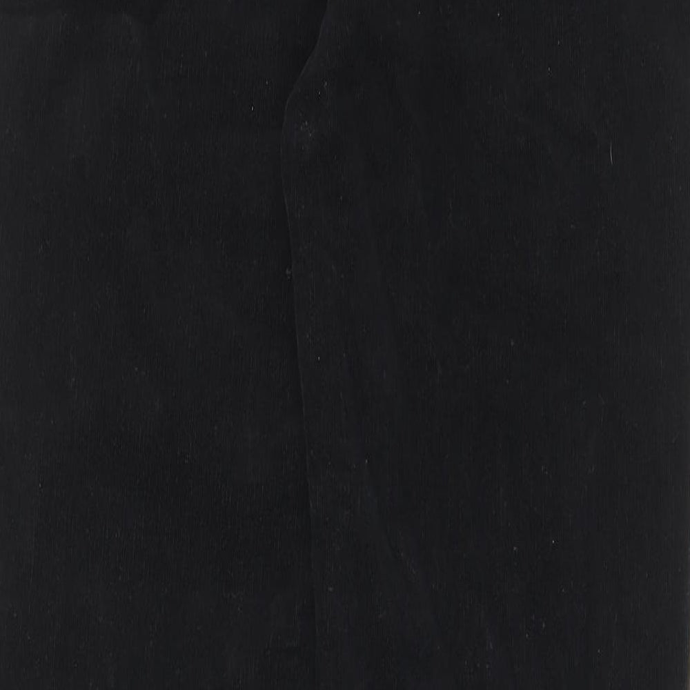 Marks and Spencer Womens Black Cotton Trousers Size 16 L32 in Regular Zip