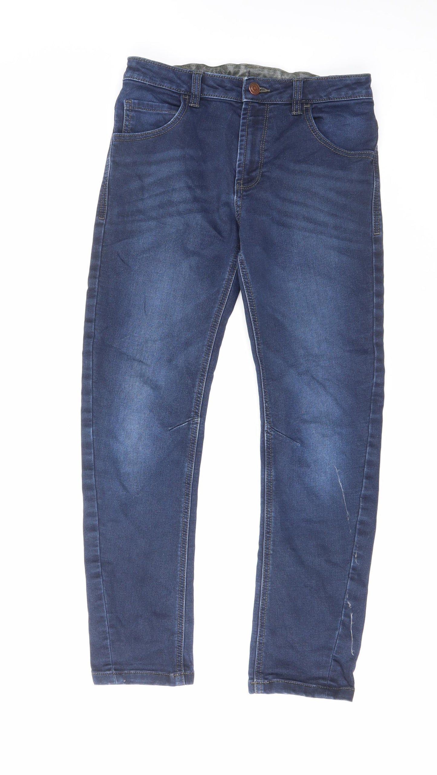George Boys Blue Cotton Straight Jeans Size 9-10 Years Regular Zip