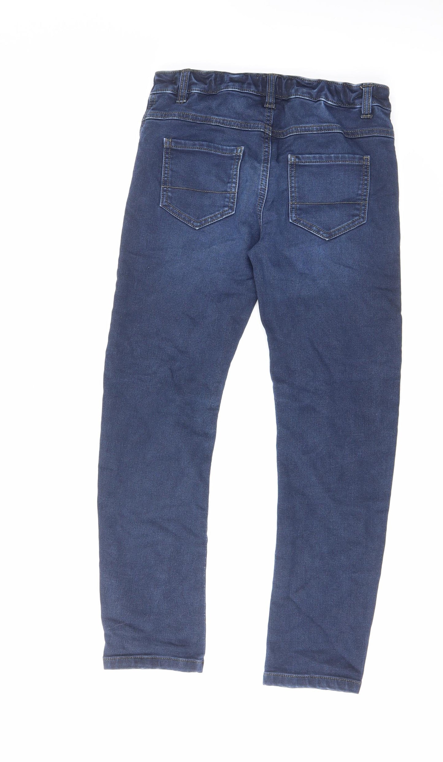 George Boys Blue Cotton Straight Jeans Size 9-10 Years Regular Zip